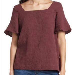 Madewell Lightspun Harlow Square-Neck Top in Dark Fig